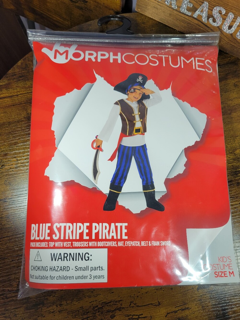 Morph Costumes Blue Stripe Pirate Kids size med Costume - Blue & Black